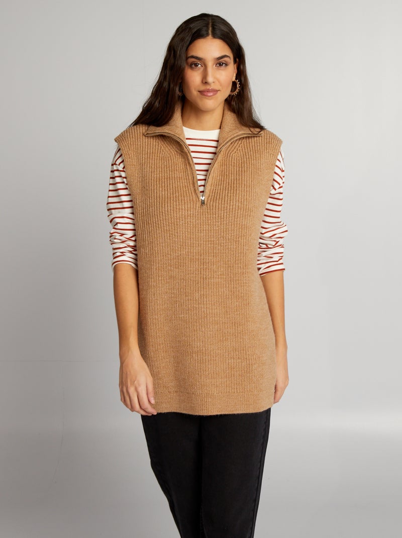 Pull camionneur sans manches Beige - Kiabi