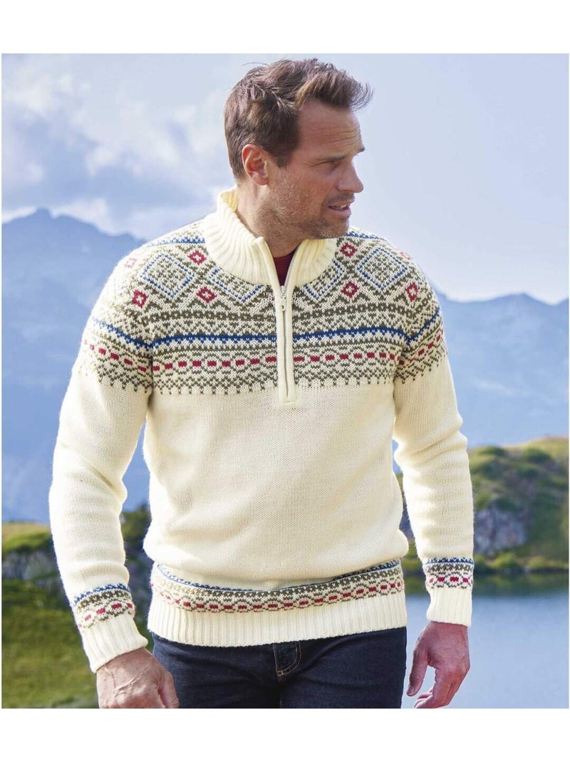Pull Camionneur Tricot   - ATLAS FOR MEN Ecru - Kiabi