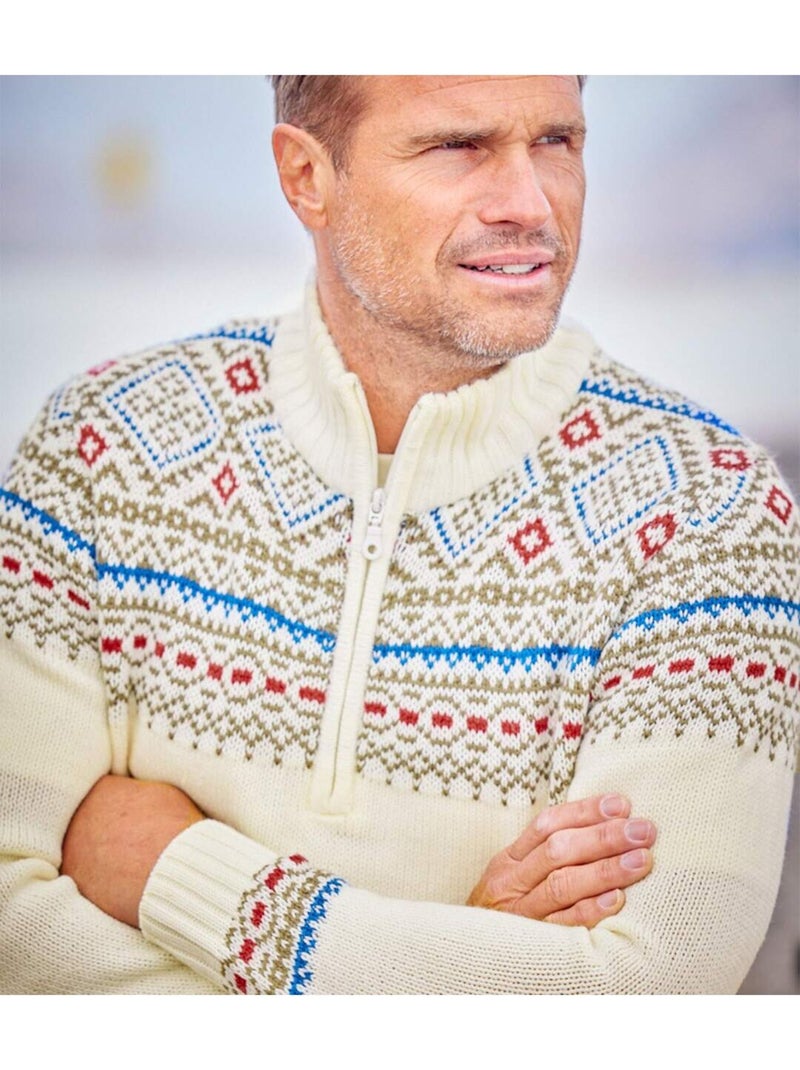 Pull Camionneur Tricot   - ATLAS FOR MEN Ecru - Kiabi