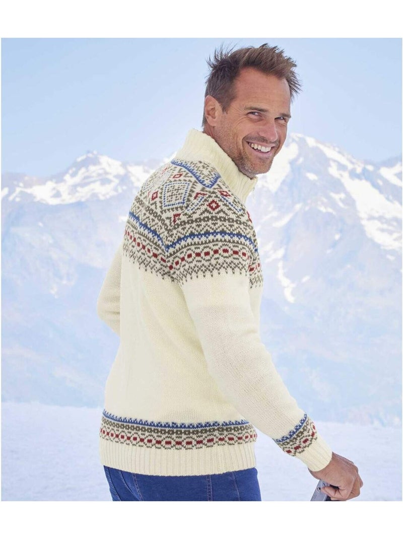 Pull Camionneur Tricot   - ATLAS FOR MEN Ecru - Kiabi