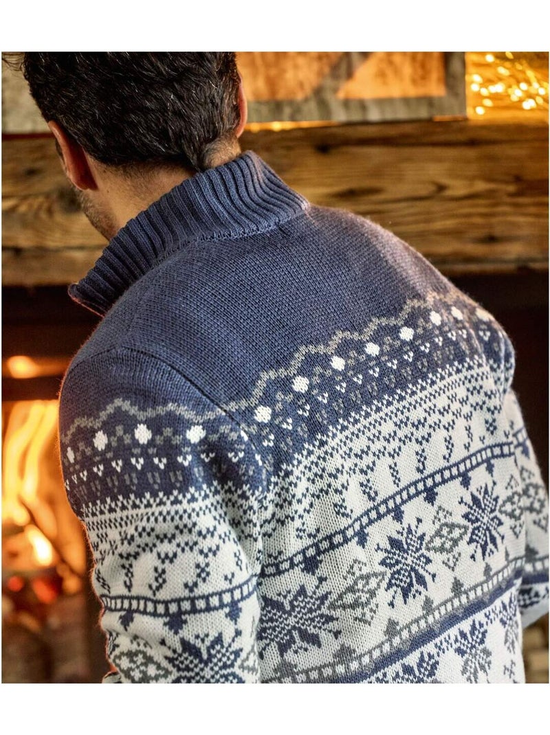 Pull Camionneur Tricot Jacquard   - ATLAS FOR MEN Bleu - Kiabi