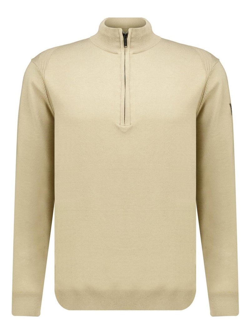 Pull camionneur uni à col montant  'Deeluxe' Beige foncé - Kiabi