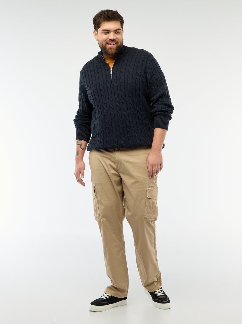 Pull camionneur zip torsadé Bleu marine - Kiabi