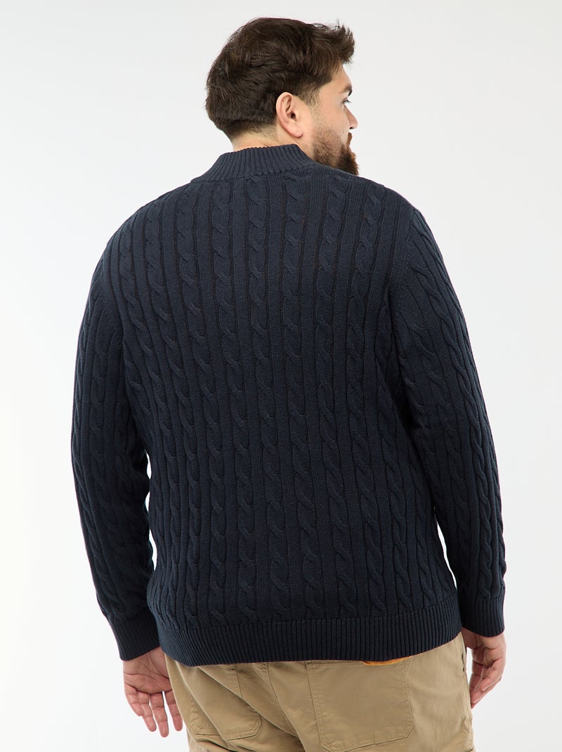 Pull camionneur zip torsadé Bleu marine - Kiabi