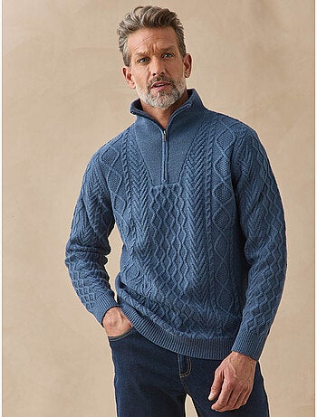 Pull camionneur zippé avec laine - daxon