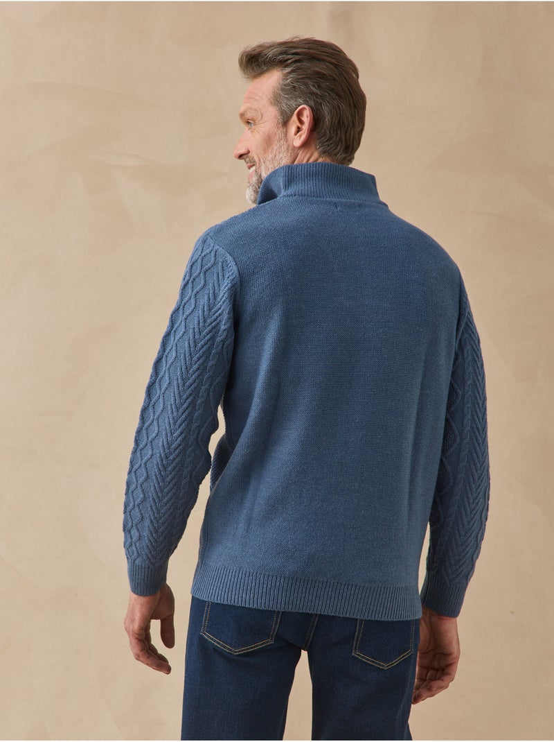 Pull camionneur zippé avec laine - daxon Bleu - Kiabi