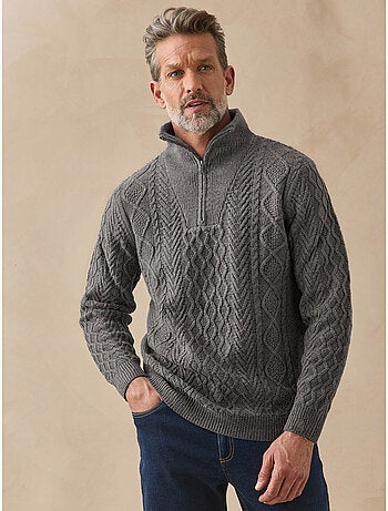 Pull camionneur zippé avec laine - daxon