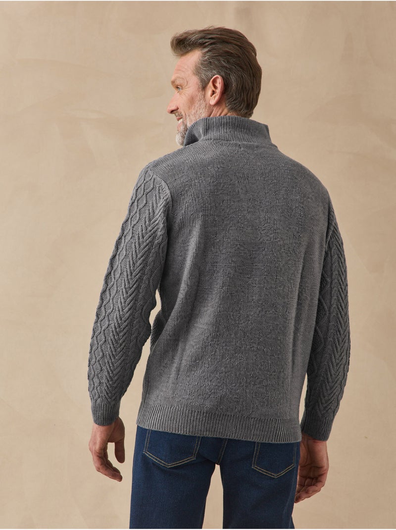 Pull camionneur zippé avec laine - daxon Gris - Kiabi