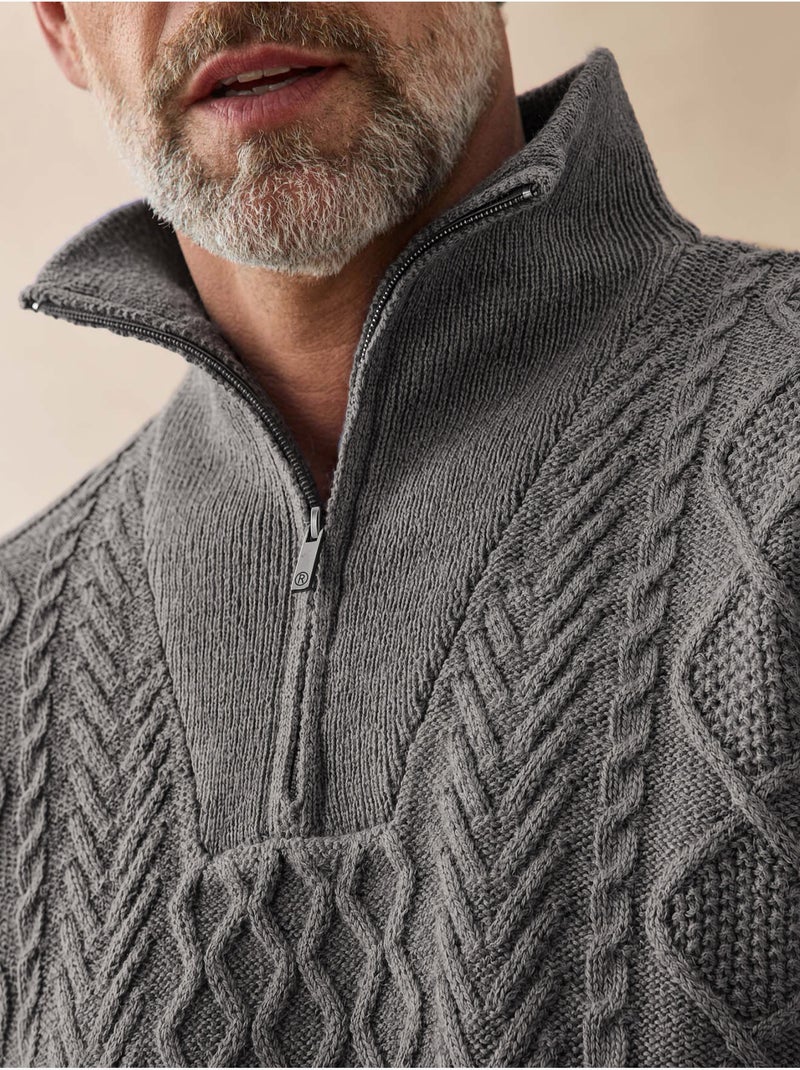 Pull camionneur zippé avec laine - daxon Gris - Kiabi