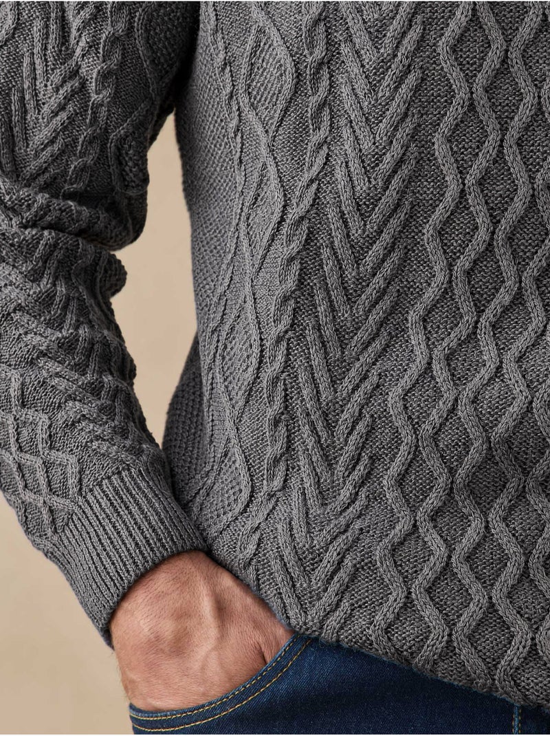 Pull camionneur zippé avec laine - daxon Gris - Kiabi