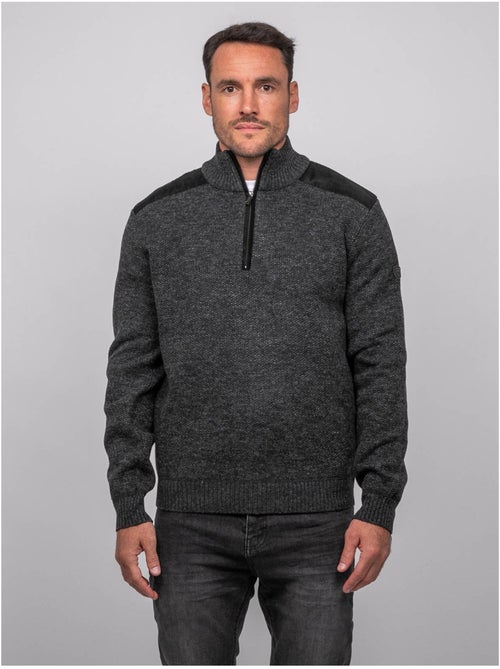 Pull camionneur zippé empiècements suédine lotiron - Kiabi Pull camionneur zippé empiècements suédine lotiron - Kiabi