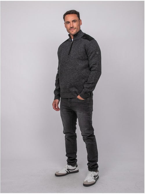Pull camionneur zippé empiècements suédine lotiron - Kiabi Pull camionneur zippé empiècements suédine lotiron - Kiabi