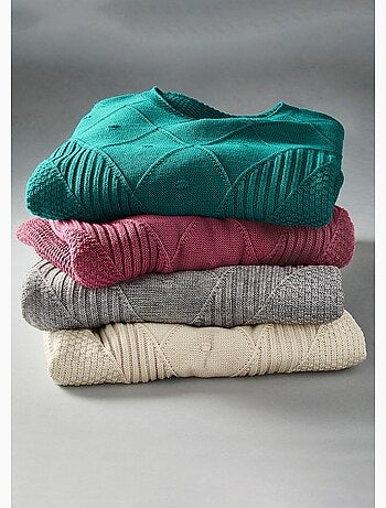 Pull cape en maille reliefée - Afibel