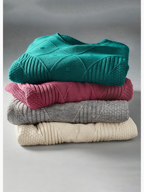 Pull cape en maille reliefée - Afibel - Kiabi