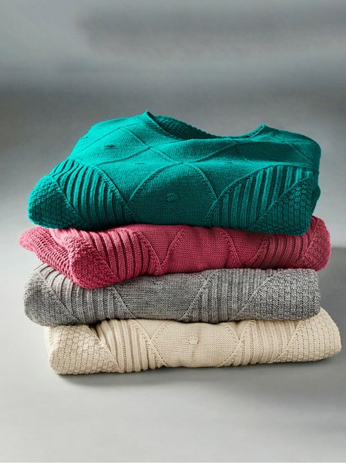 Pull cape en maille reliefée - Afibel - Kiabi