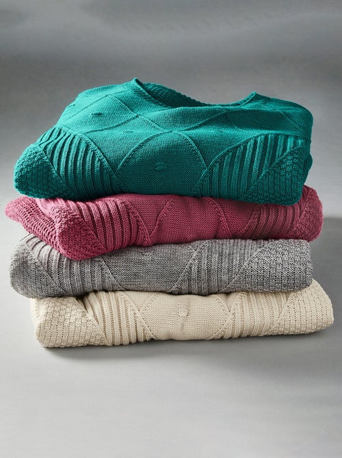 Pull cape en maille reliefée - Kiabi