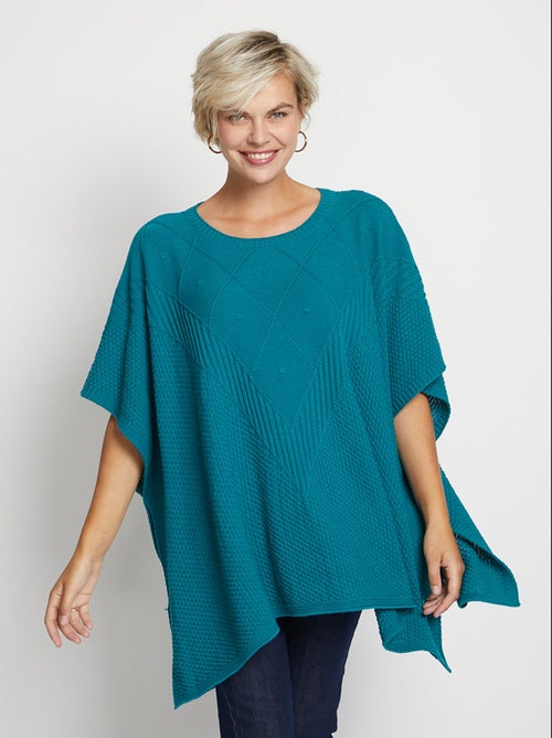 Pull cape en maille reliefée - Kiabi