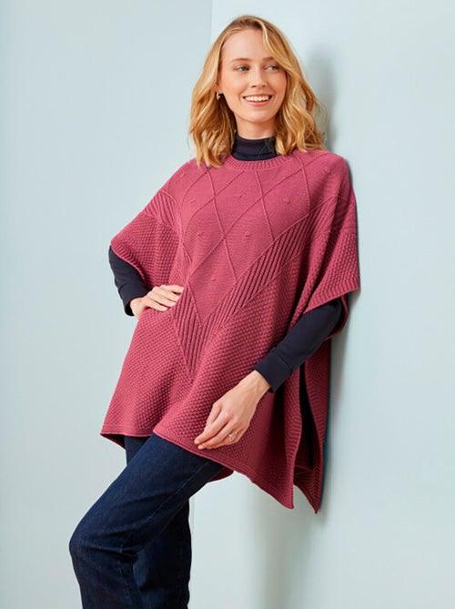 Pull cape en maille reliefée - Kiabi