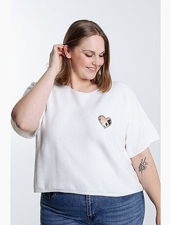 Pull cape uni avec coeur PAPRIKA
