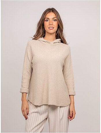 Pull capuche maille douce mélangée à l'alpaga kattem
