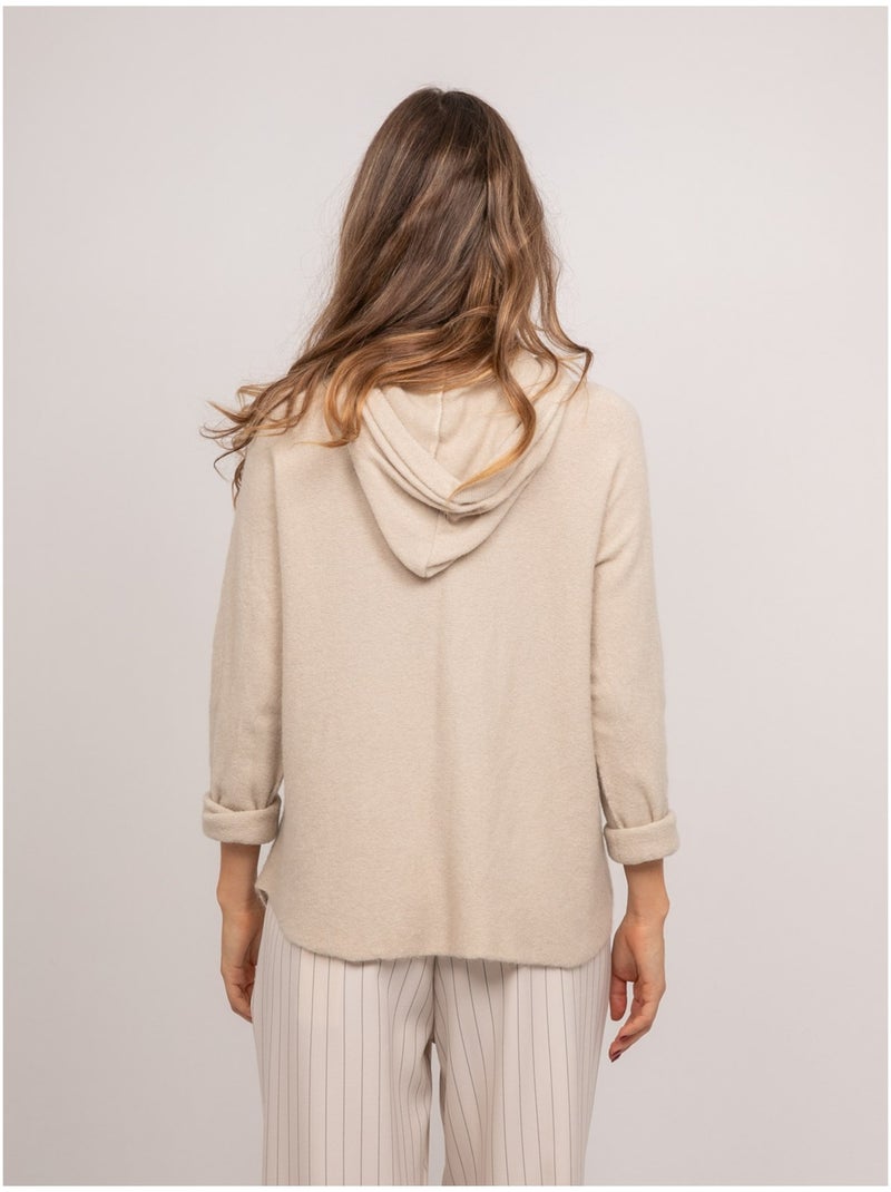 Pull capuche maille douce mélangée à l'alpaga kattem Beige - Kiabi