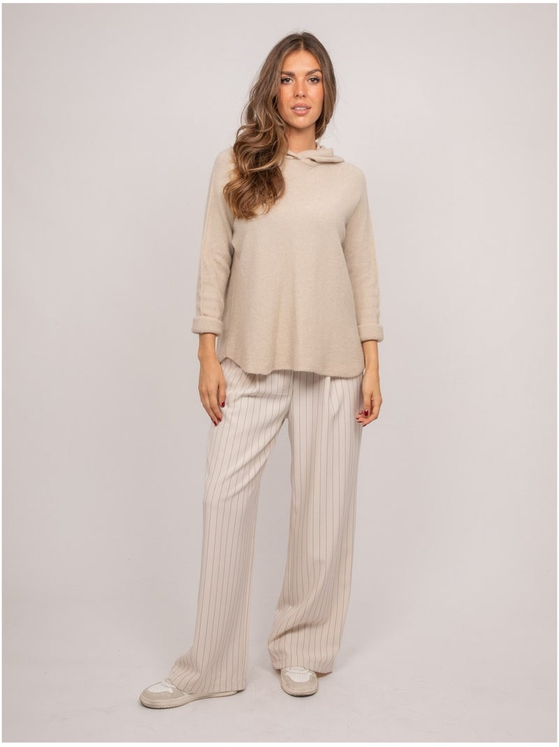 Pull capuche maille douce mélangée à l'alpaga kattem Beige - Kiabi