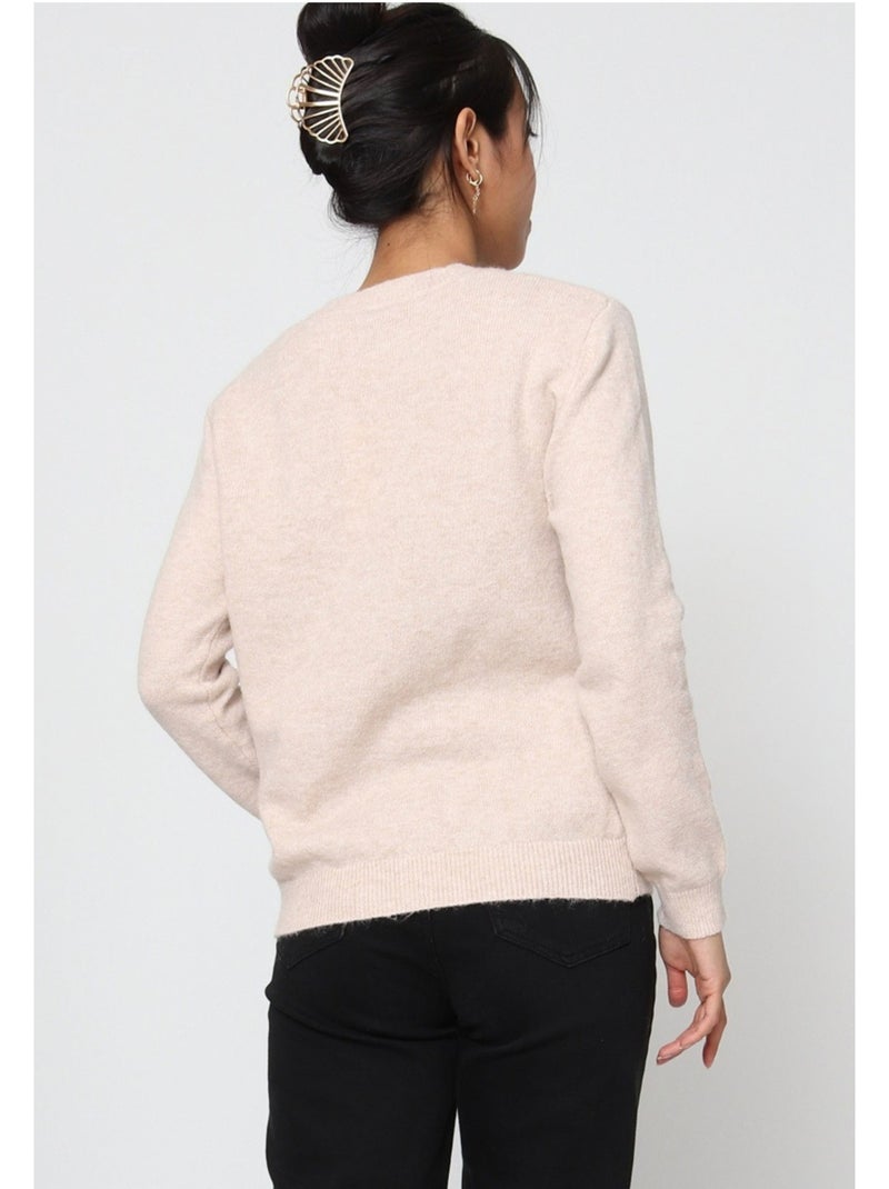 Pull Cardigan col v Kebello Beige - Kiabi