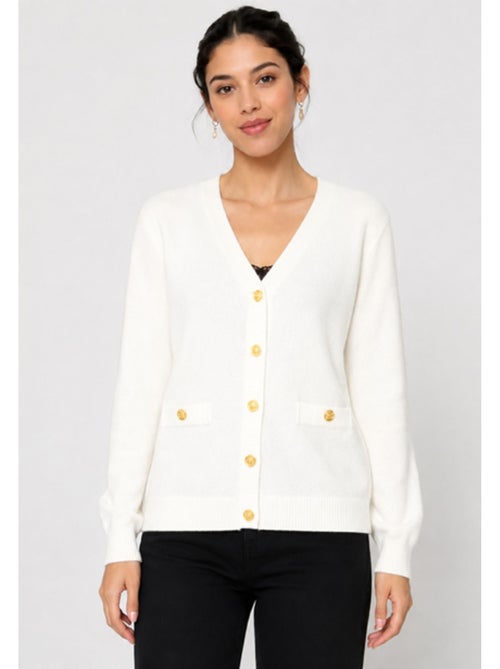 Pull Cardigan col v Kebello - Kiabi Pull Cardigan col v Kebello - Kiabi
