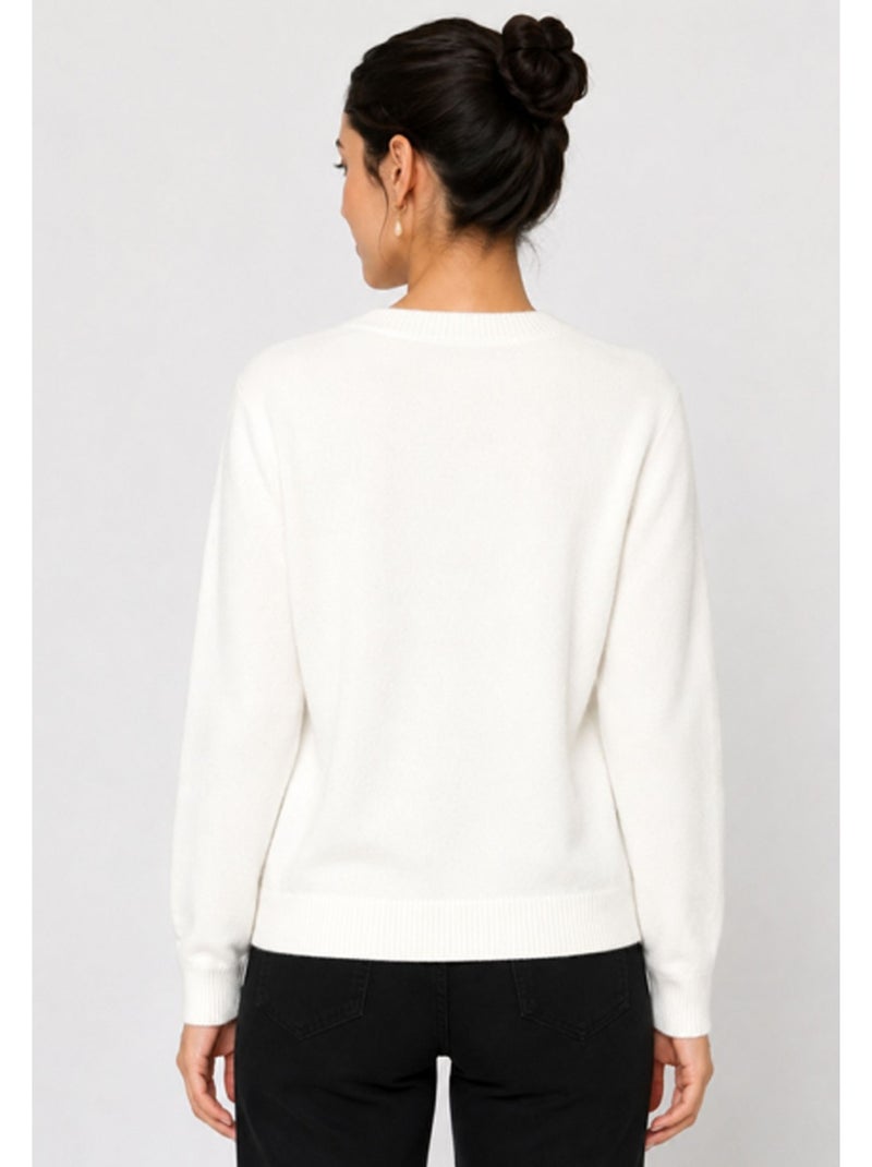 Pull Cardigan col v Kebello Blanc - Kiabi