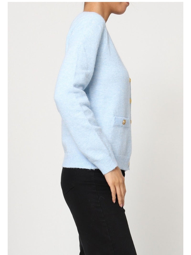 Pull Cardigan col v Kebello Bleu ciel - Kiabi
