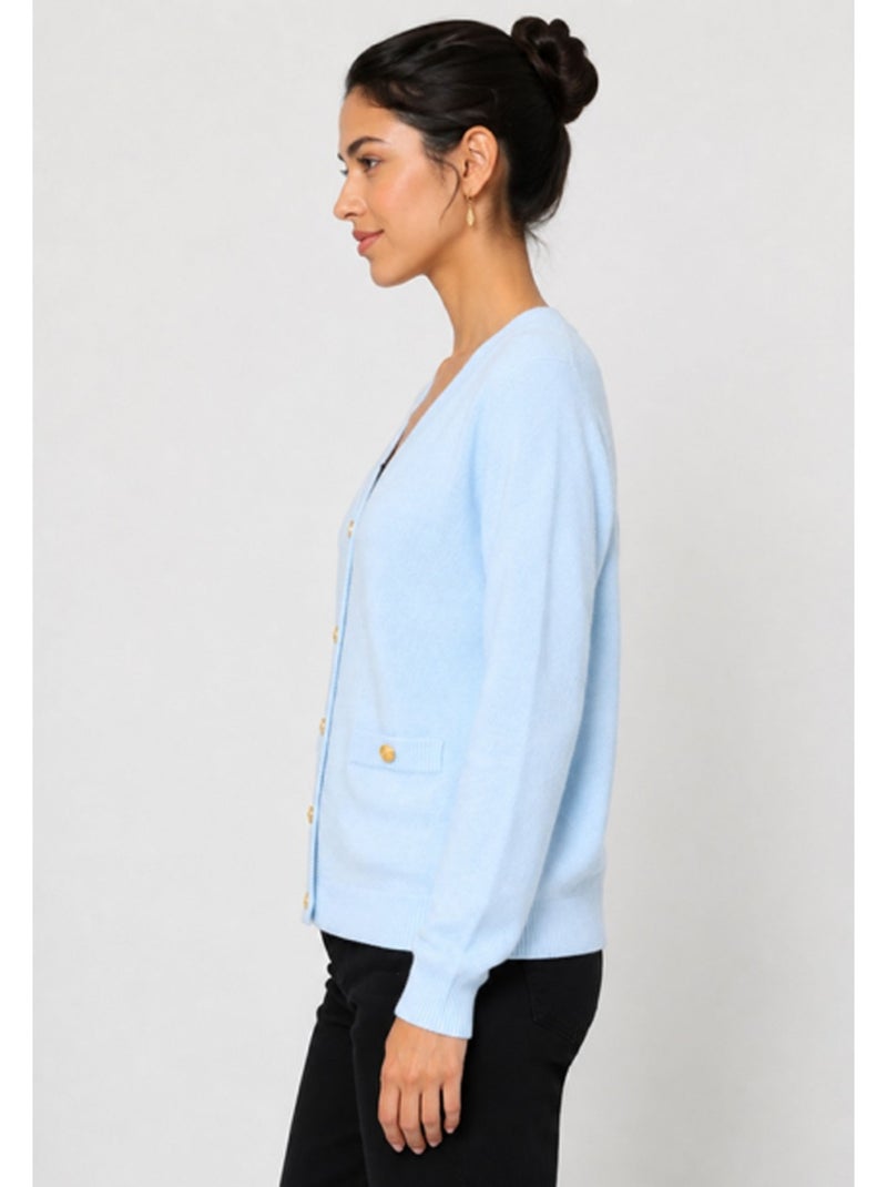 Pull Cardigan col v Kebello Bleu ciel - Kiabi