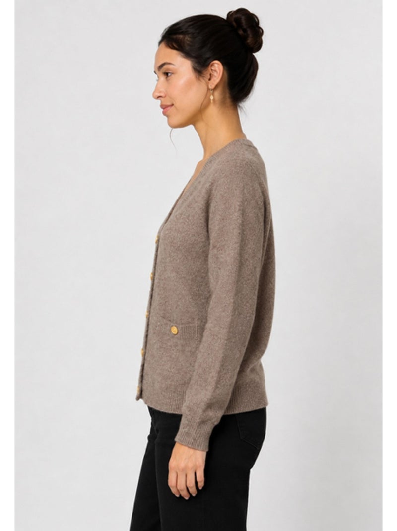 Pull Cardigan col v Kebello Marron - Kiabi
