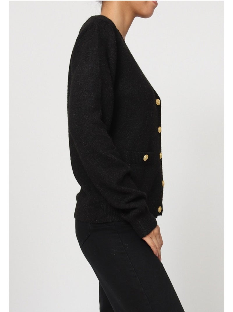 Pull Cardigan col v Kebello Noir Noir - Kiabi