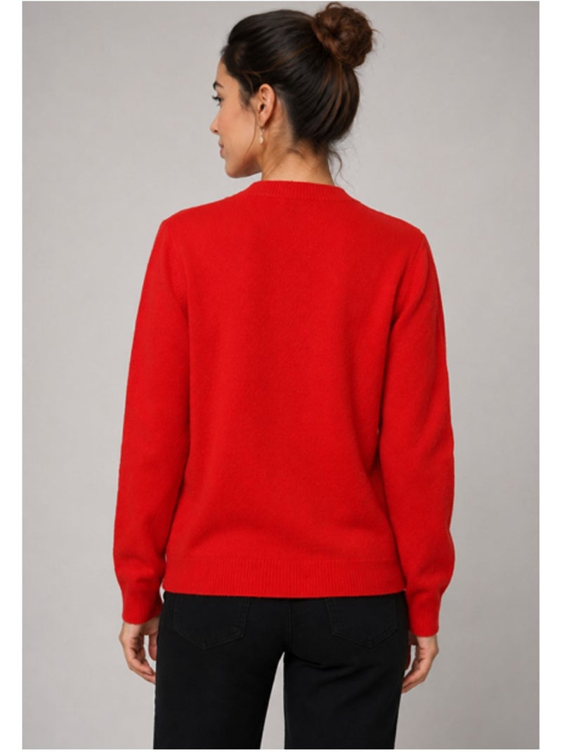 Pull Cardigan col v Kebello Rouge - Kiabi
