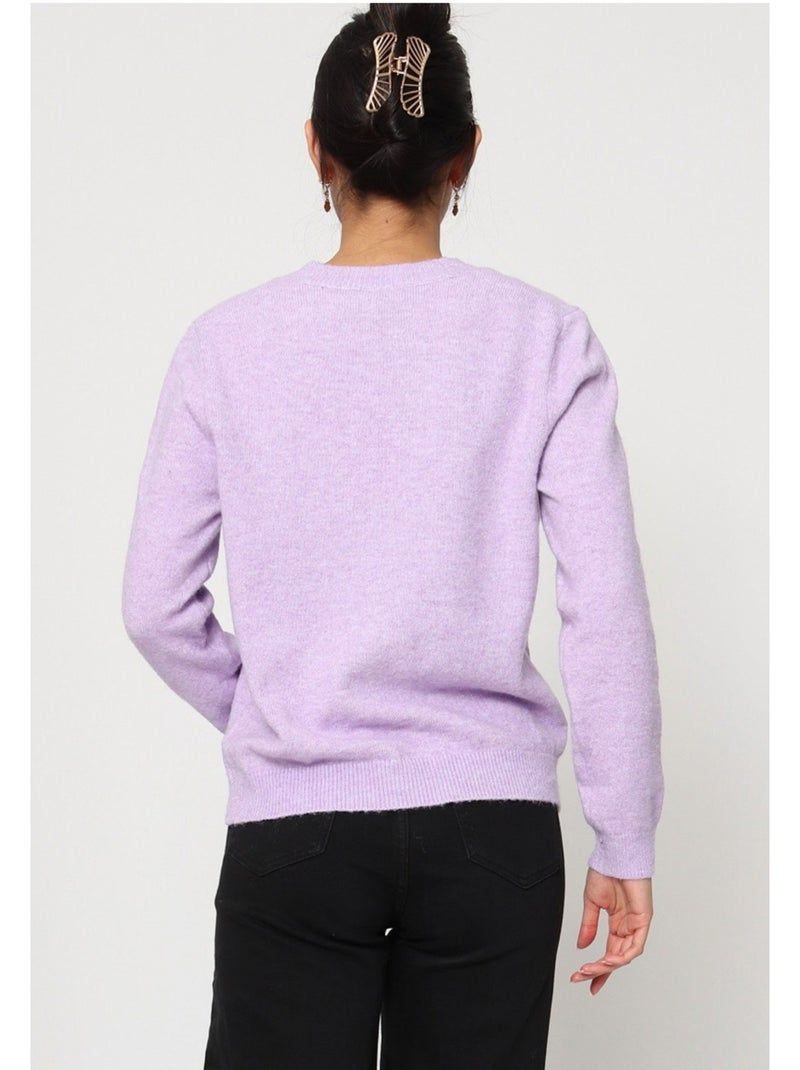 Pull Cardigan col v Kebello Violet - Kiabi