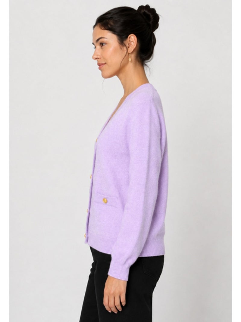 Pull Cardigan col v Kebello Violet - Kiabi