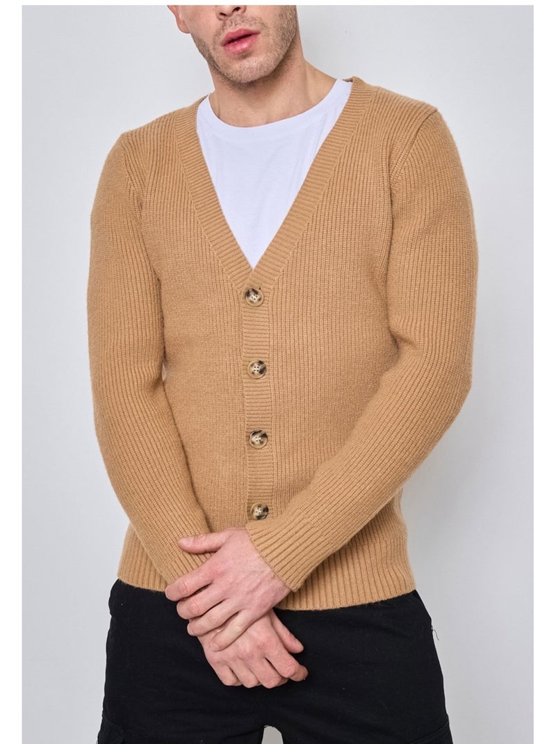 Pull cardigan Kebello Marron - Kiabi