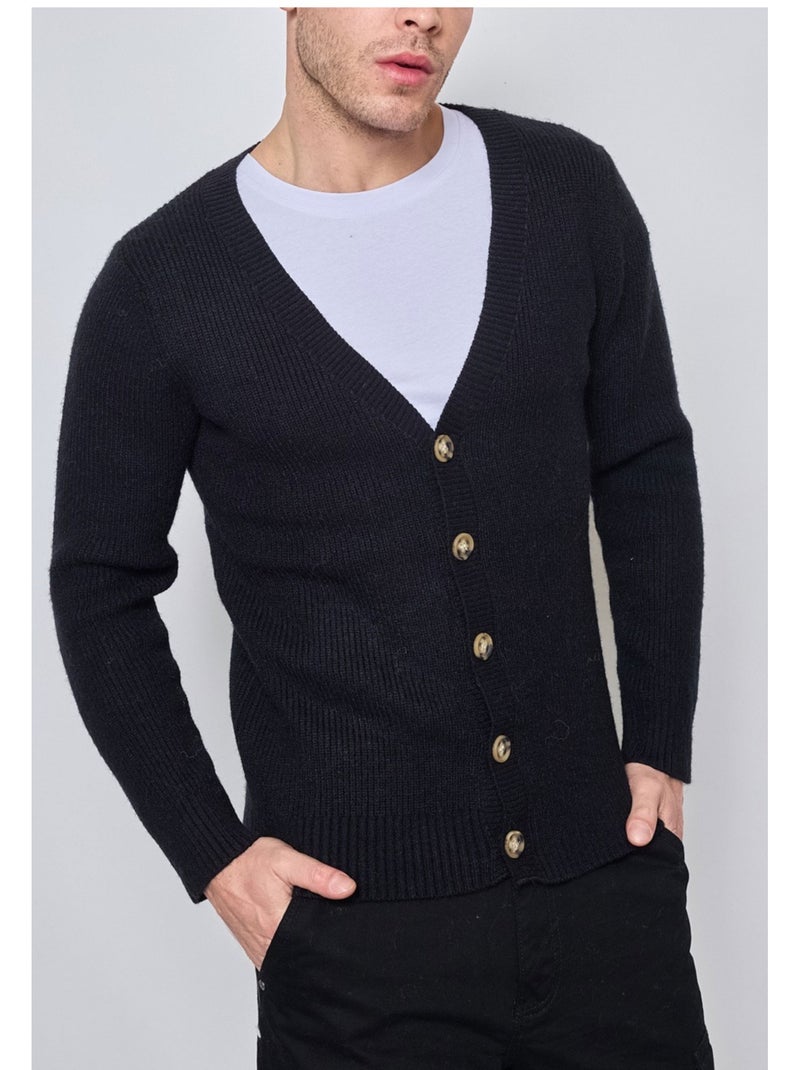 Pull cardigan Kebello Noir Noir - Kiabi