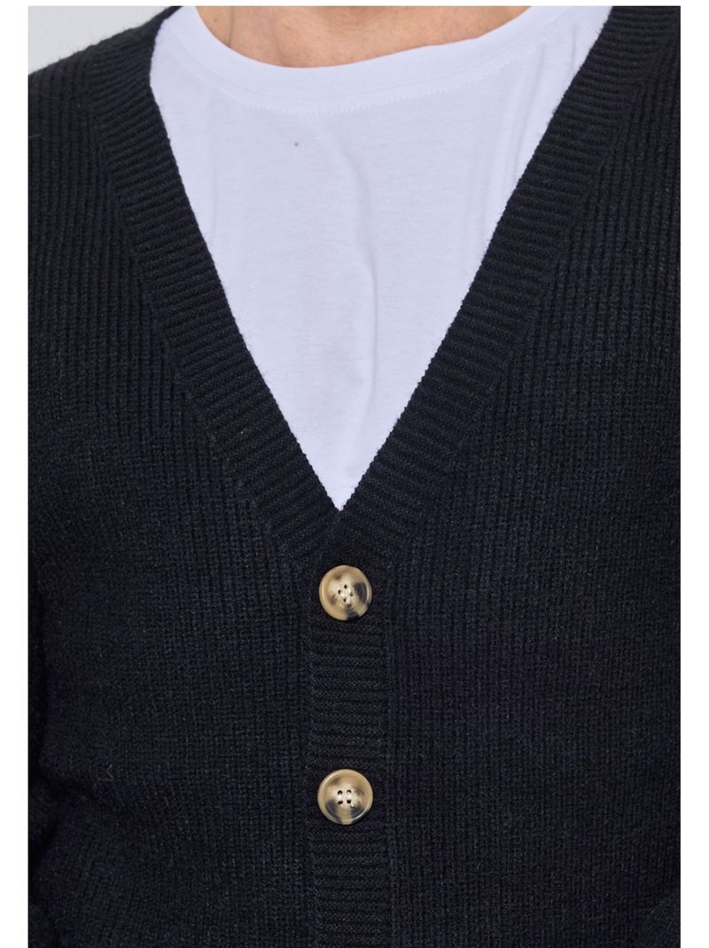 Pull cardigan Kebello Noir Noir - Kiabi