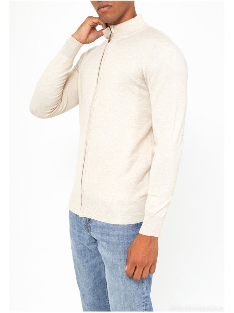Pull cardigan zip Kebello Beige - Kiabi