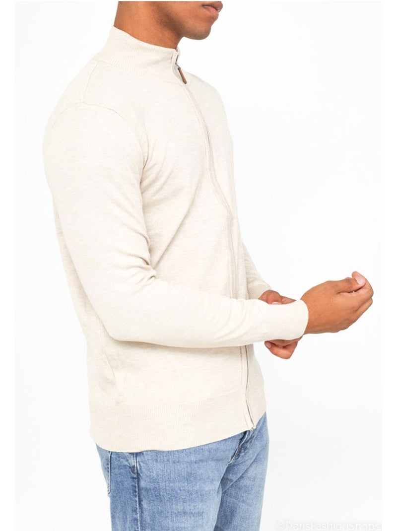 Pull cardigan zip Kebello Beige - Kiabi
