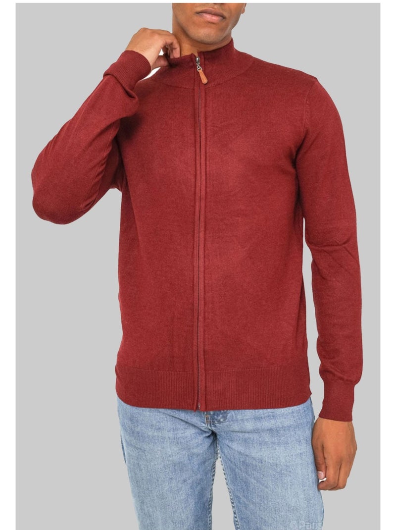 Pull cardigan zip Kebello Bordeaux - Kiabi