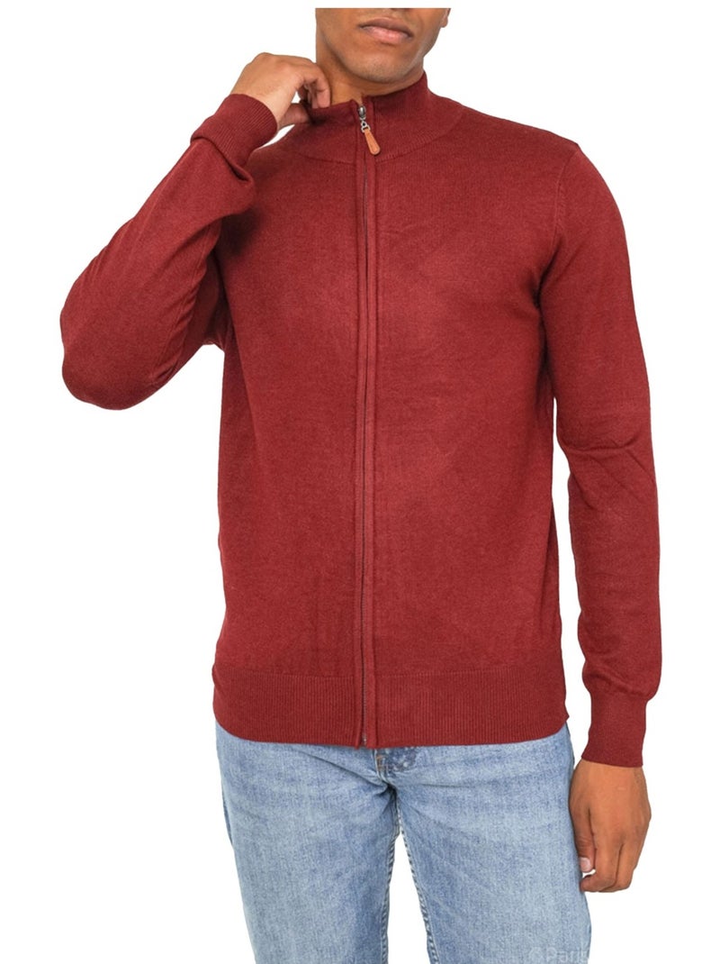 Pull cardigan zip Kebello Bordeaux - Kiabi