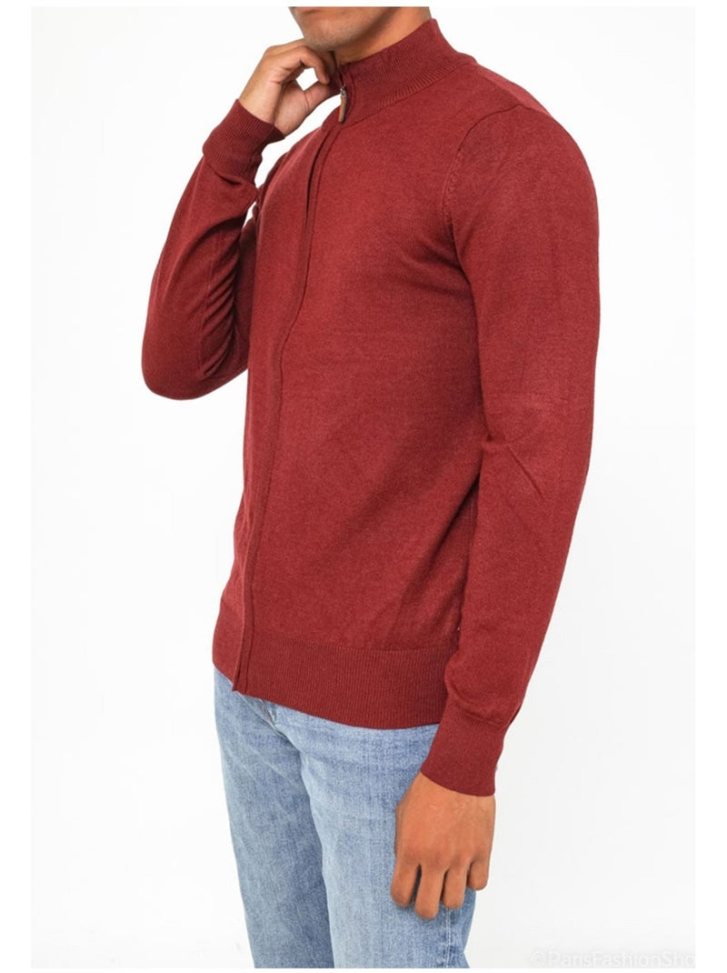 Pull cardigan zip Kebello Bordeaux - Kiabi