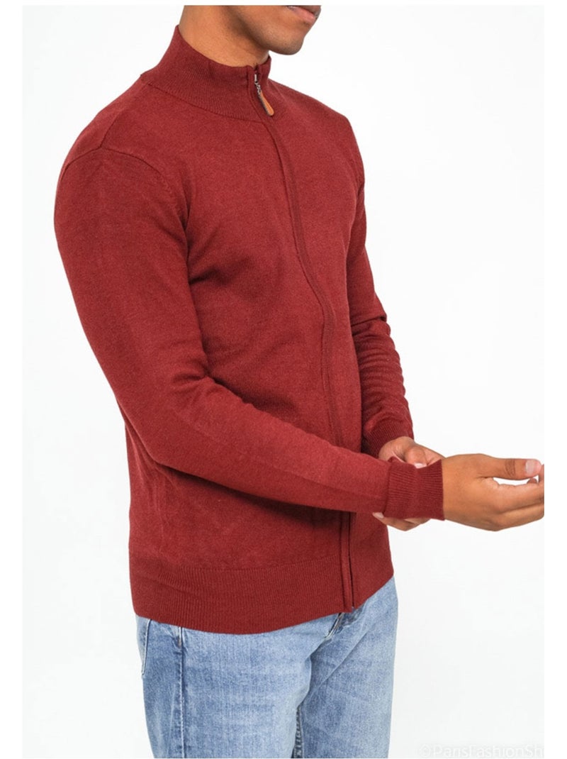 Pull cardigan zip Kebello Bordeaux - Kiabi