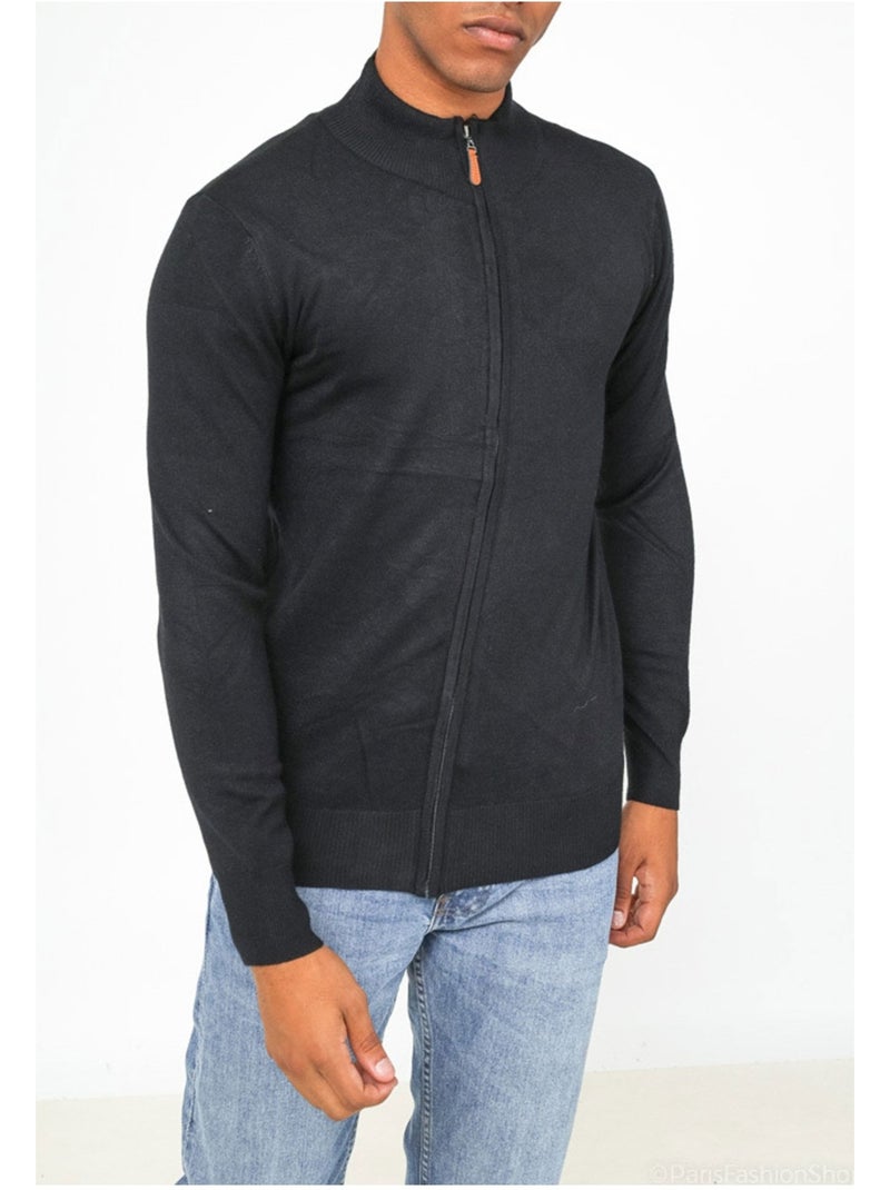 Pull cardigan zip Kebello Noir Noir - Kiabi