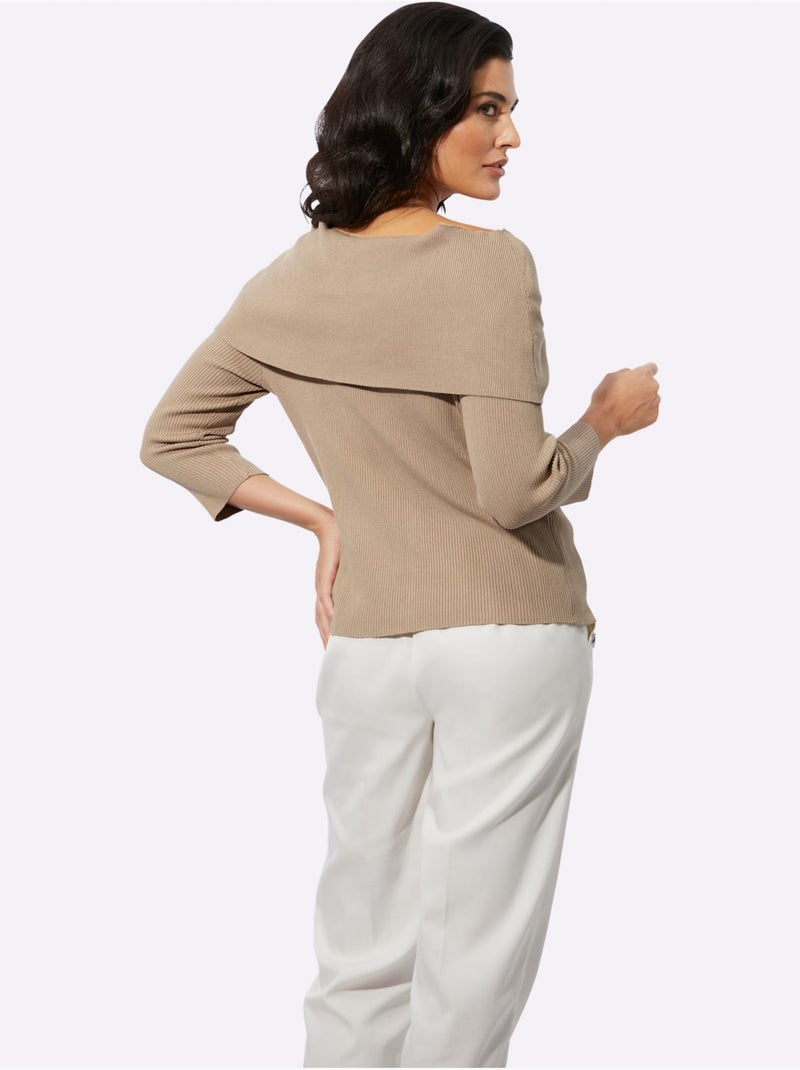 Pull Carmen 70% Viscose (ecovero) - Taille Standard - Helline Beige - Kiabi