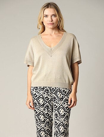 Pull casual en viscose avec incrustations fils lurex 'Deeluxe'