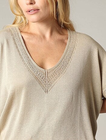 Pull casual en viscose avec incrustations fils lurex 'Deeluxe'