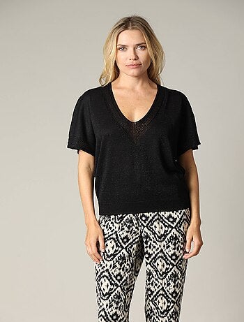 Pull casual en viscose avec incrustations fils lurex 'Deeluxe'
